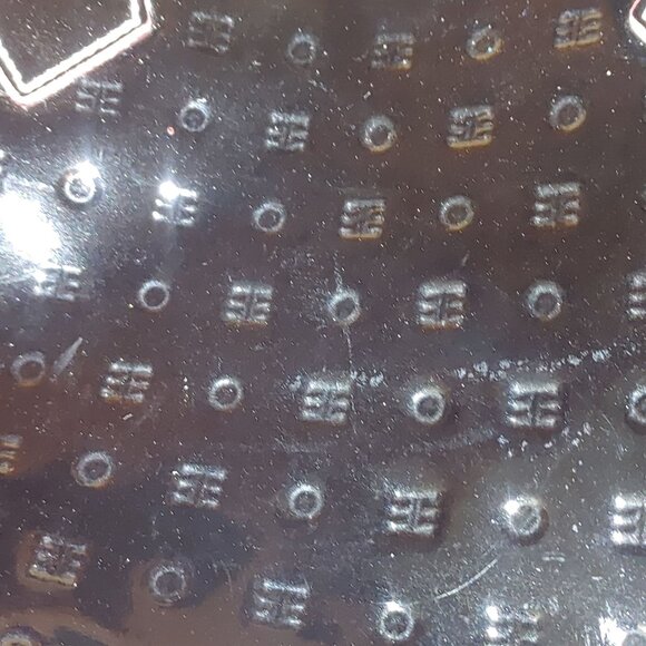 Arcadia Italy Handbag Satchel Black Patent Leather Embossed Design Gold Hardware - Picture 7 of 16